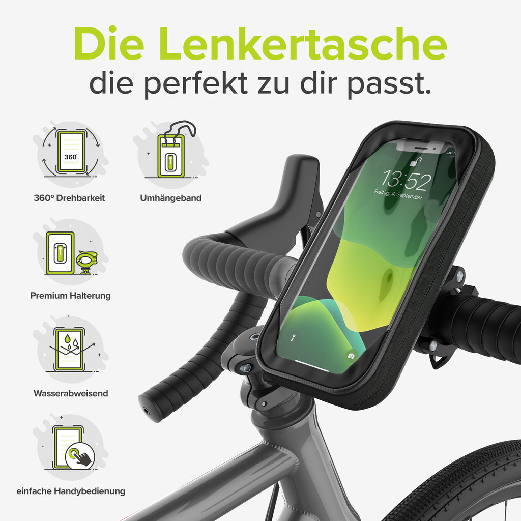Handy Fahrrad- / Motorrad-Tasche, 360 Grad drehbar, wasserabweisend