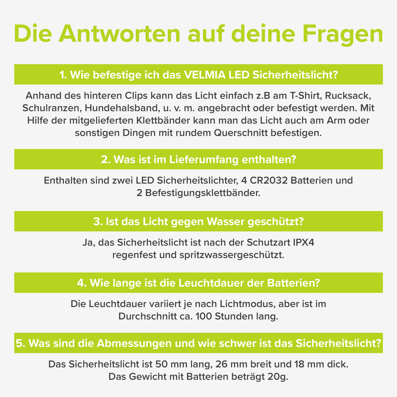 VELMIA Sicherheitslicht [2er Set] für maximale Sicherheit durch Sichtbarkeit I Reflektoren für Kinder