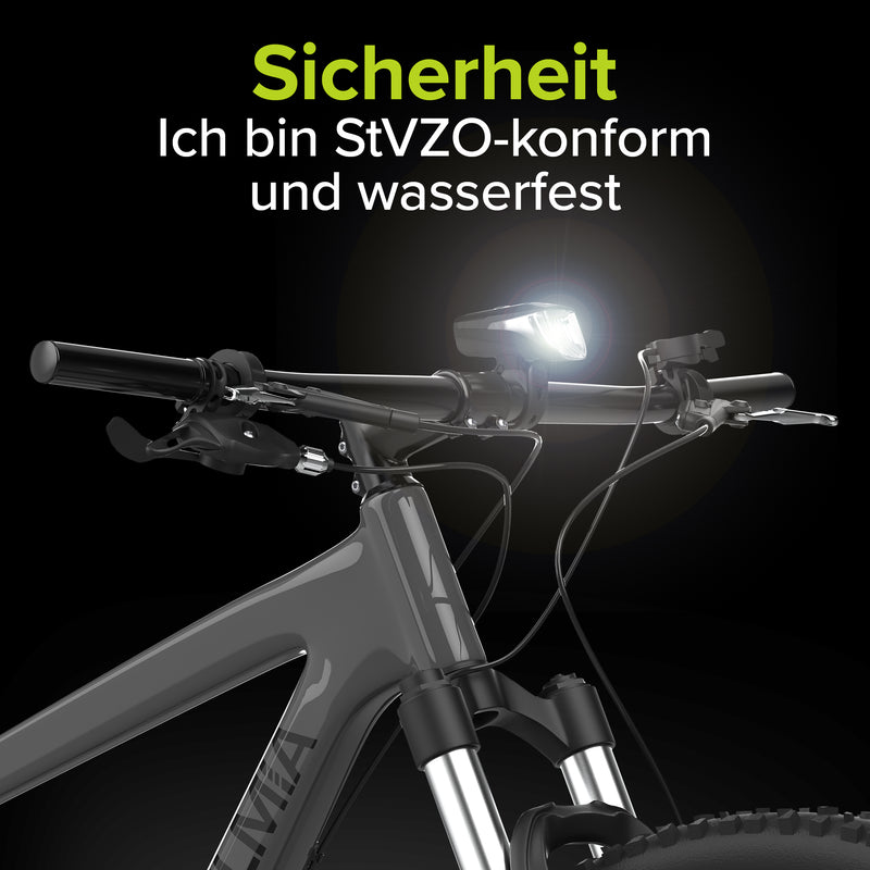 VELMIA Fahrradlicht vorne (StVZO - zugelassen) - helles Licht, perfekte Sicht!