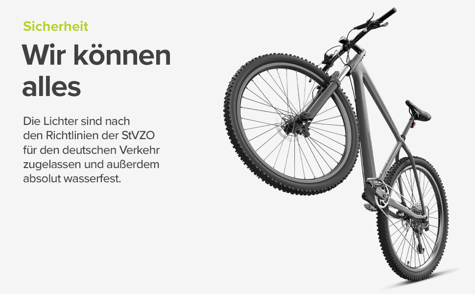 VELMIA Fahrradlicht Halterung Set für Vorne & Hinten I