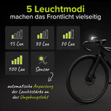 VELMIA 100 Lux Fahrradlicht Vorne StVZO zugelassen mit besonders starker Ausleuchtung und 8,5h Leuchtdauer