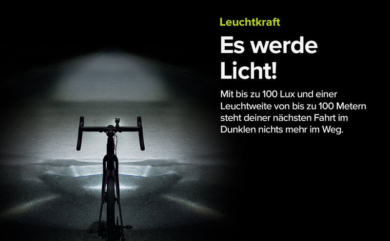 VELMIA Fahrradlichter Set [100 LUX] StVZO zugelassen mit besonders starker Ausleuchtung und 8,5h Leuchtdauer