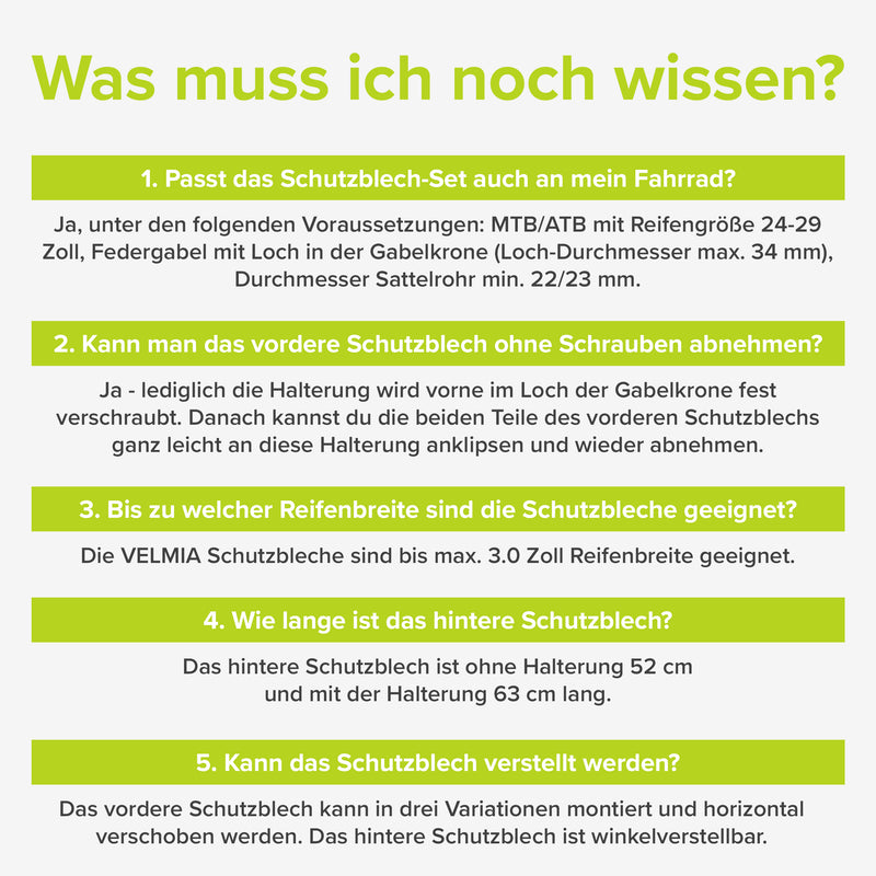 velmia schutzblech MTB Schutzblech perfekt für 24”-29” Bikes