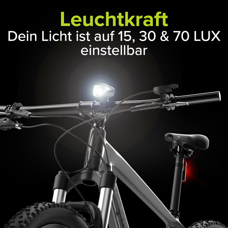 VELMIA Fahrradlicht Set mit Bremsanzeige (StVZO-konform)