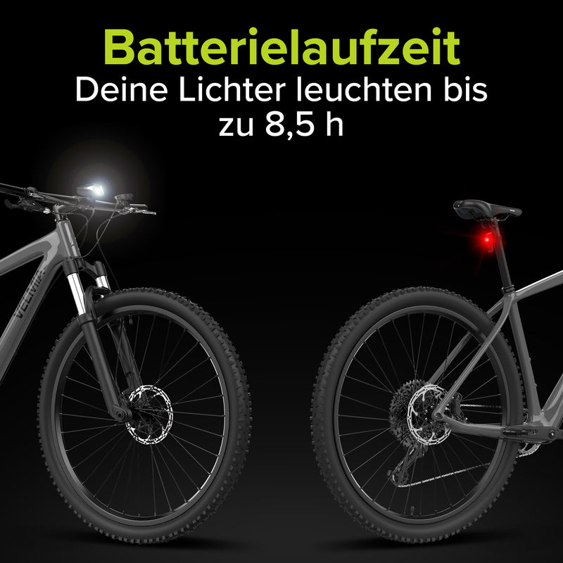 VELMIA Fahrradlicht Set mit Bremsanzeige (StVZO-konform)