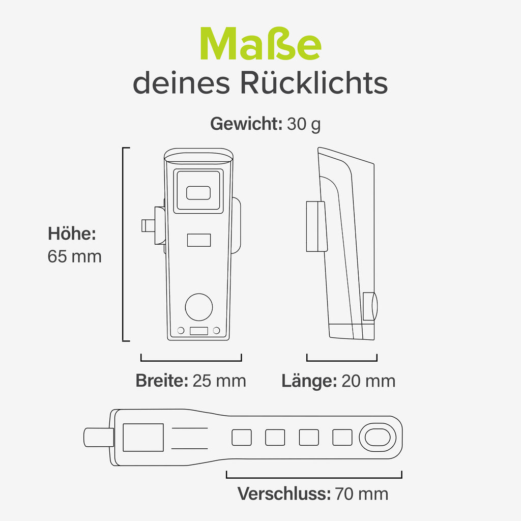 VELMIA Fahrradlicht Halterung Set für Vorne & Hinten I